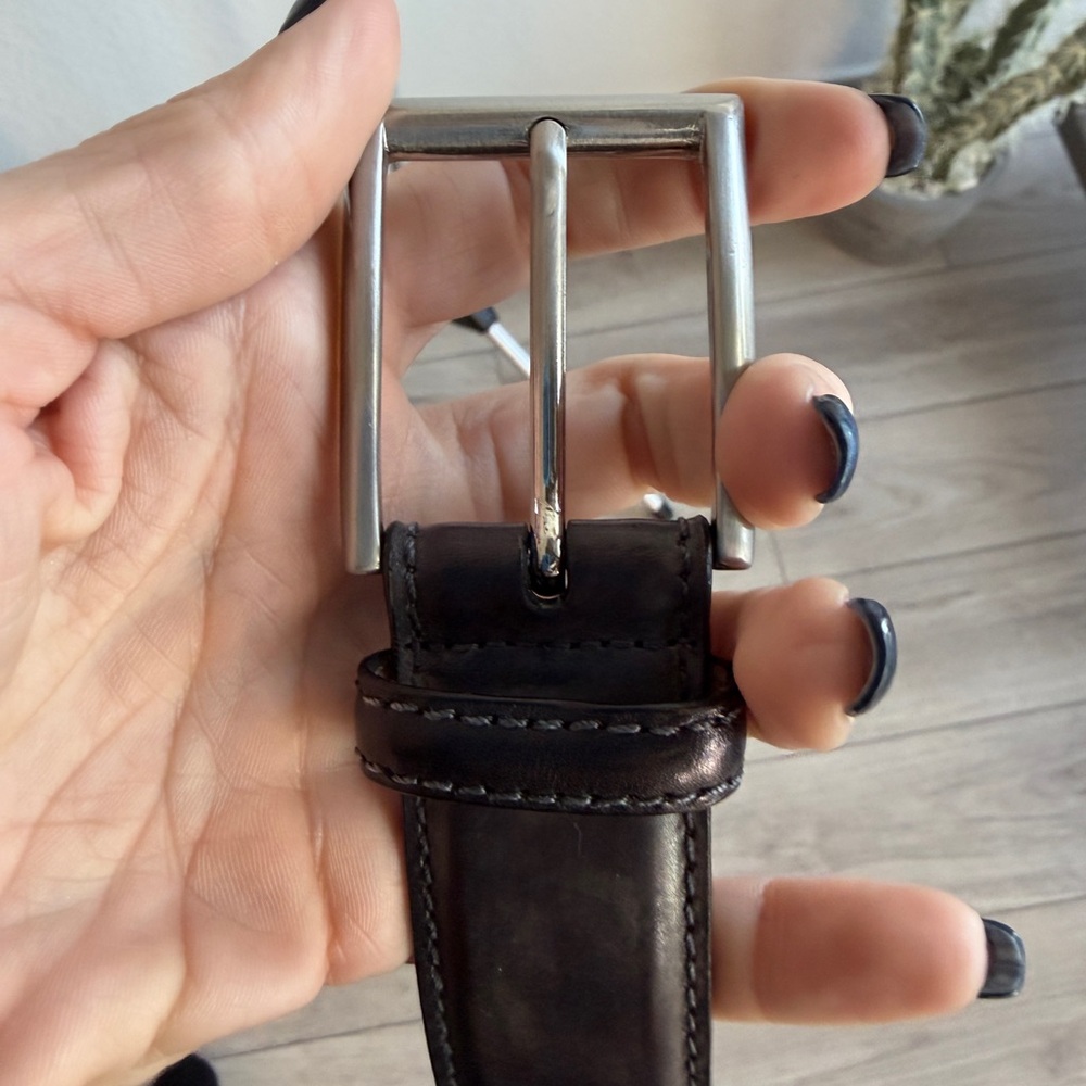 Magnanni Genuine Leather Belt | Size 38 | Made in Spain | Silver Buckle | Gray